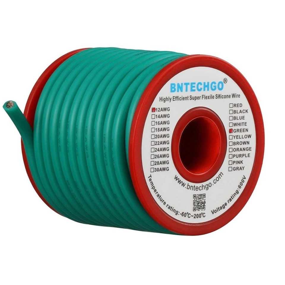 Ultra-Flexible 12 AWG Green Silicone Wire - 25ft Spool for Diverse Applications - Image 3 of 4