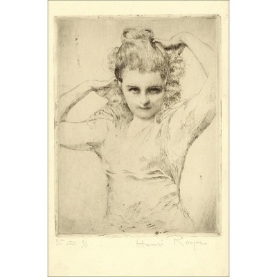 ROYER Henri-Paul - Original Engraving ''Portrait of a Girl'' 26x17cm - 3rd century