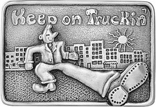 Vintage 1970's Design Solid Pewter Keep on Truckin' Belt Buckle - USA made