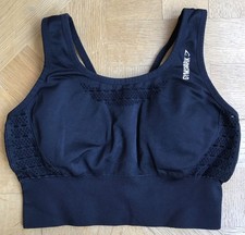 Gymshark Dry schwarzer kurz geschnittener Sport-BH Damengröße Small Fitnessstudio Training hervorragender Zustand