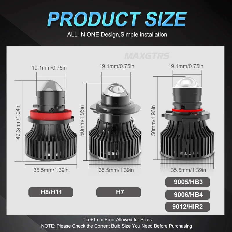 2pcs Automotive H7 H1 Headlight Bulb Mini Projector Len Light Auto LED Fog Light - Image 3 of 4