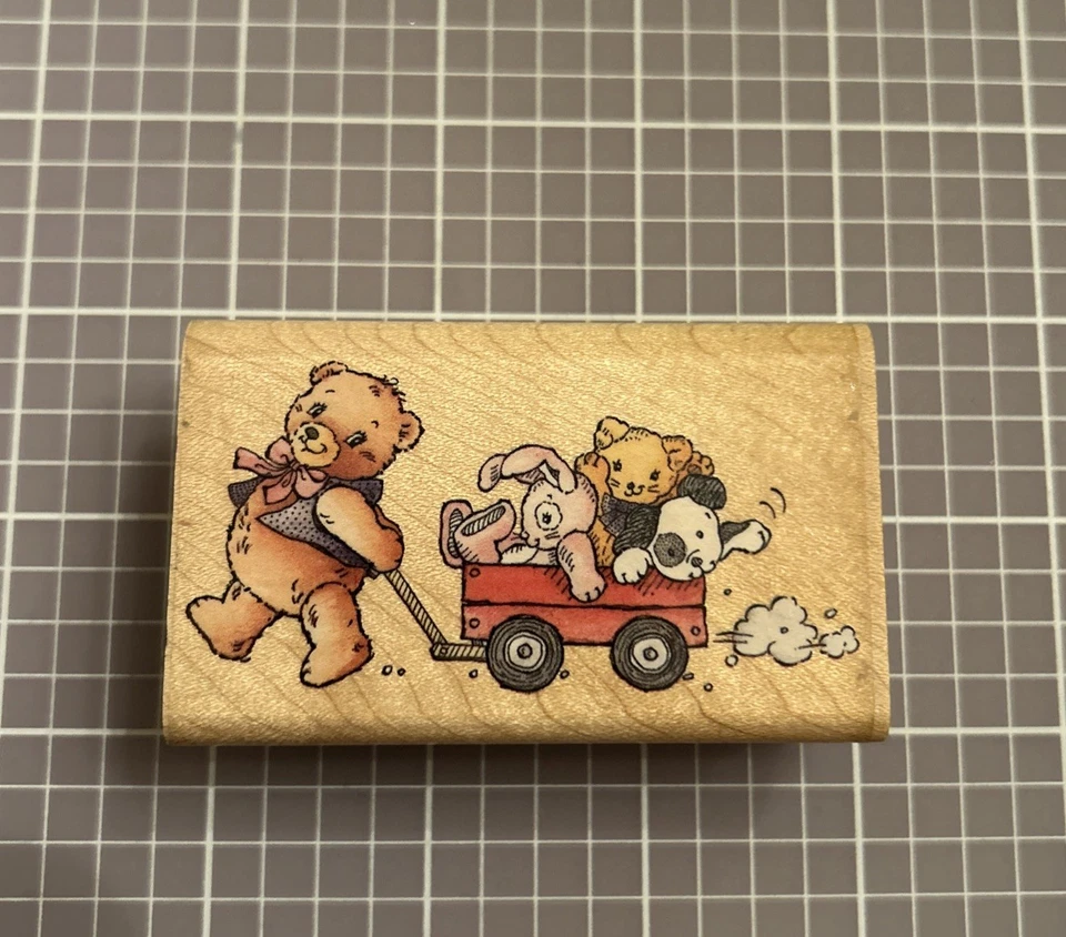 Резиновый штамп Stampede Beary & Friends A788E красный вагон собака кролик кошка веселье - Изображение 2 из 4