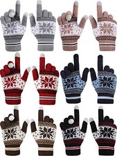 6 Pairs Touch Screen Winter Knit Gloves Warm Touchscreen Mittens for Texting