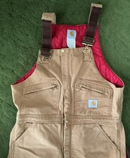 Vintage Carhartt Brown Insulated Overalls R04 Quilted Union USA Men  s 38x32