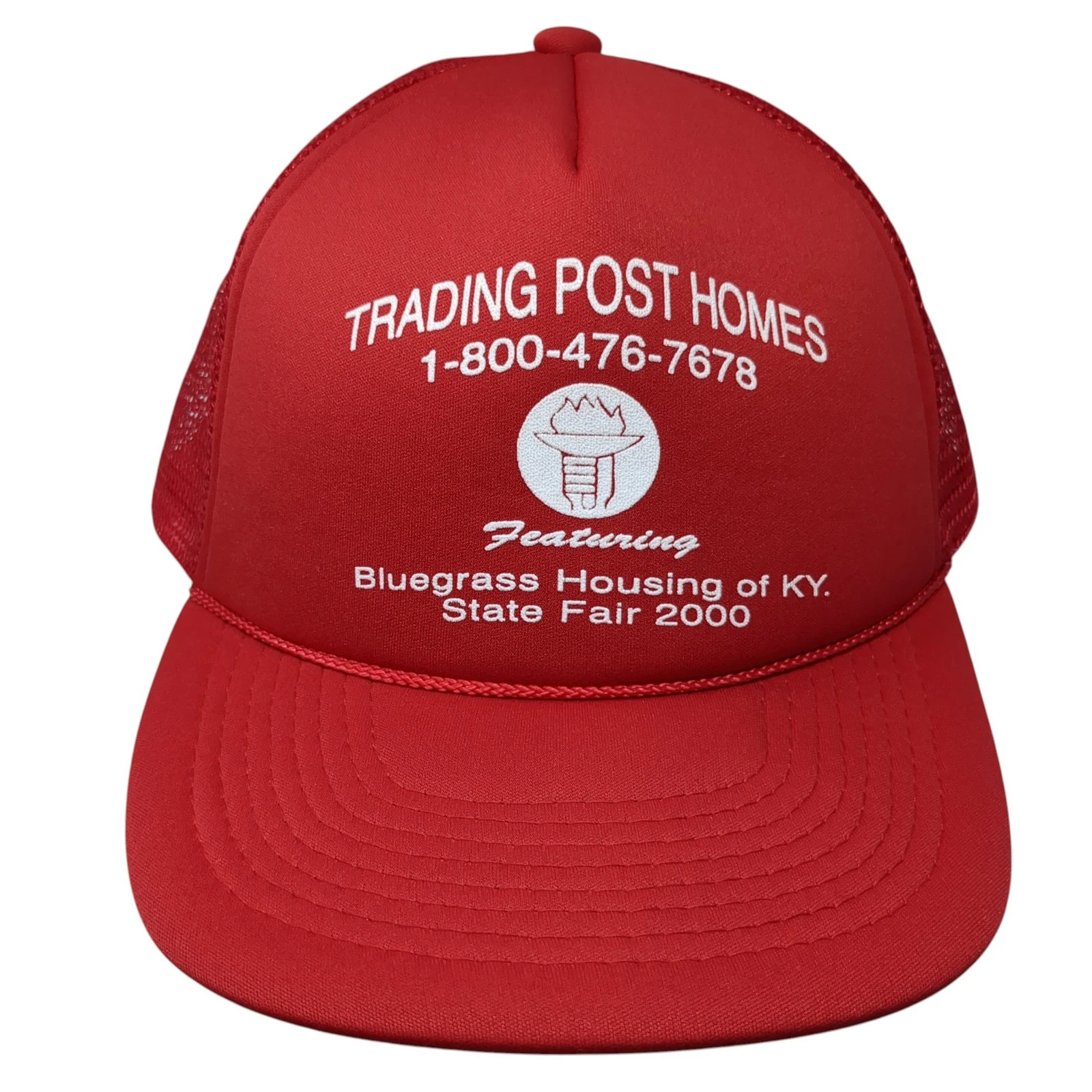 Trading Post Homes Snapback Rope Trucker Hat Red One Size Mesh Back