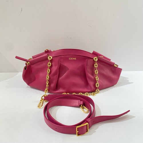 Loewe Pink Lambskin Paseo Dumpling Chain Shoulder Crossbody Bag Almost Brand NEW