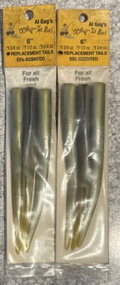 2 Packs Al Gag s Whip It Eel 6  Replacement Tails Eel Scented NOS Eel Color