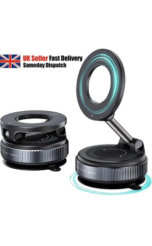 Magnetic Car Phone Holder Foldable Vacuum 360° Rotating Suction Cup Phone Mount