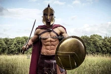 Medieval 300 Spartan Warrior Costume Helmet,Shield,Arm Bracer,Leg Guard Full