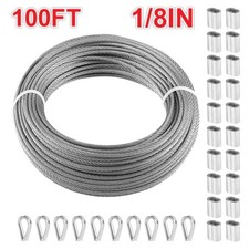 1/8,7x7 100FT Stainless Steel Cable Wire Rope Aircraft Cable Railing Decking set