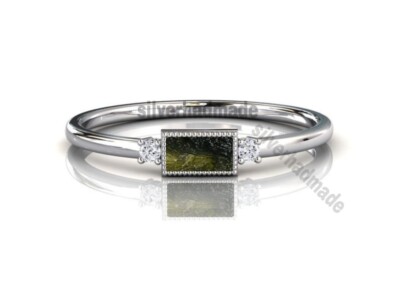 Natural Moldavite Ring 925 Sterling Silver Handmade Women's Jewelry size 4 to 11