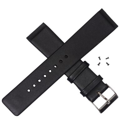 Leather Watch Strap for Skagen 22mm With Screws Black Band
