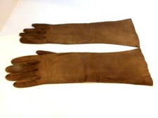 DESIGNER LADIES BROWN LEATHER DRESS GLOVES ACETATE LINING SIZE 6.5