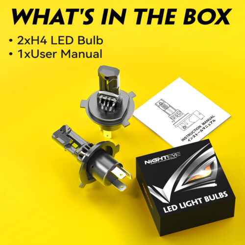 NIGHTEYE 2X H4 LED Headlight Kit Hi/Lo Beam 70W 30000LM 6500K Canbus Error Free - Picture 13 of 17