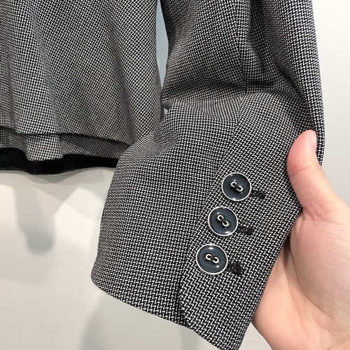 White House Black Market Women's 12 Peplum Button Front Blazer Jacket Black Gray - Picture 11 of 11