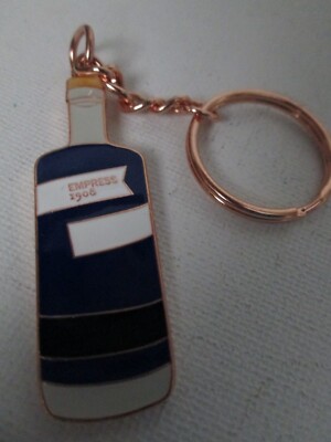 EMPRESS 1908 GIN BOTTLE METAL ENAMEL  KEYCHAIN