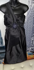 Vera Wang Lavender Label Black Embellished One Shoulder Tuxedo Cocktail Dress 8