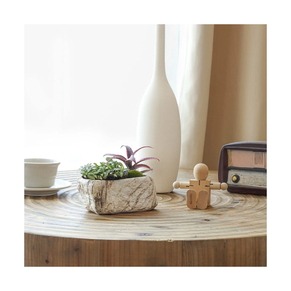 T4U 5.5 Inch Ceramic Succulent Pot Planter with Drainage Hole Set of 3, Stone... - Image 2 of 4