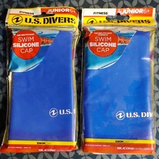 US Divers JUNIOR 6 Silicone Swim Cap Blue SET OF TWO