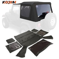 For 1987-1995 Jeep Wrangler Yj Soft Top 2 Door Sailcloth Black Wplastic Windows
