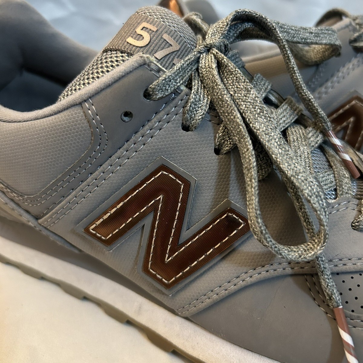 New Balance 574 Gray, Gold/Bronze/Copper Women’s Size Shoe Sneaker Running