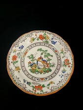 Beautiful Vintage Orange Copeland Spode Bridal Veil Saucer Pheasants #615911