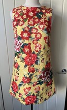 A Line Sleeveless Short Mini Dress Med Size 12 Red Yellow Flowers Festival Party