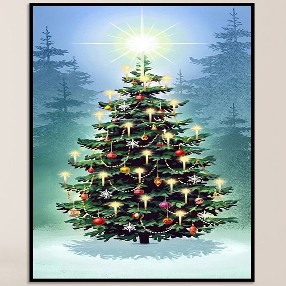 3 Strands DIY Full Embroidery Set Christmas Tree Printed Cross Stitch