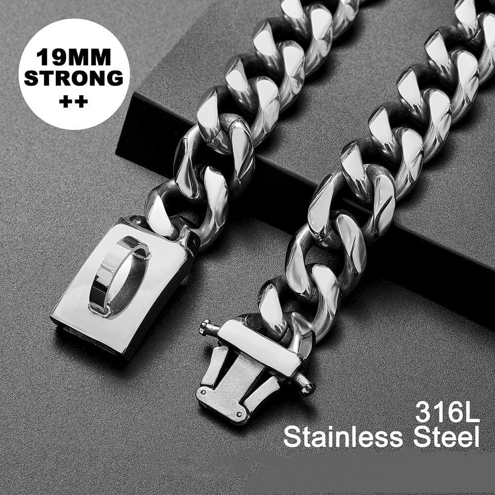 Silver Dog Collar Cuban Link Chain Dog Collar Heavy Dog Collar 19mm 1026inch eBay