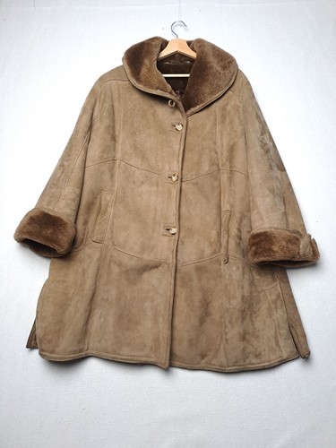 Cappotto Shearling Cleiren da Donna Vera Pelle Montone Vintage Taglia L Marrone - Foto 2 di 13