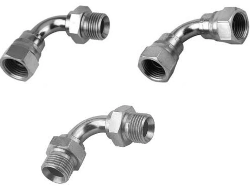 HYDROSCAND BSP Hydraulic Adaptor 90 Degree Swept Hydraulic Coupling Connector M/M, M/F, F/F