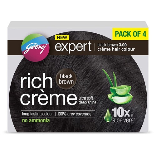 Godrej Expert Rich Crème Hair Colour Shade - Pack of 4 (Black Brown) - Picture 2 of 3