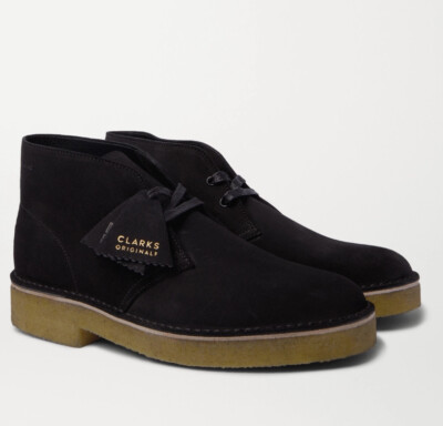 NEW Men s US 11.5 Clarks Black Suede Desert Boots