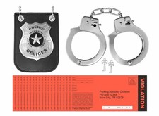 Police Officer Costume Accessory, Toy Handcuffs, Police Badge, Parking Tickets