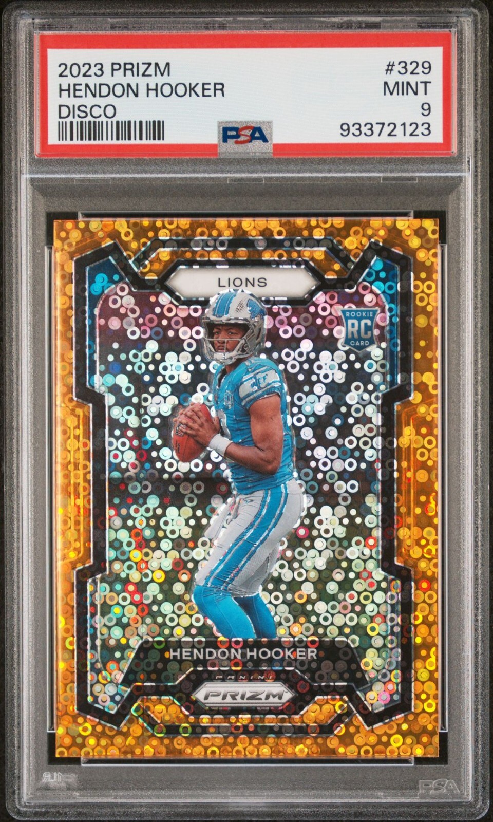 HENDON HOOKER 2023 PRIZM #329 DISCO PSA 9 MINT ROOKIE CARD LIONS
