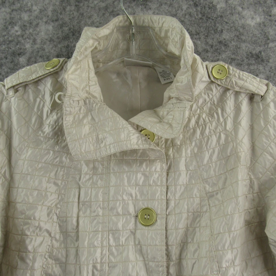 Chaqueta para mujer Zenergy By Chicos talla 0 marfil acolchada forrada bolsillos abotonados Foto 3 de 4