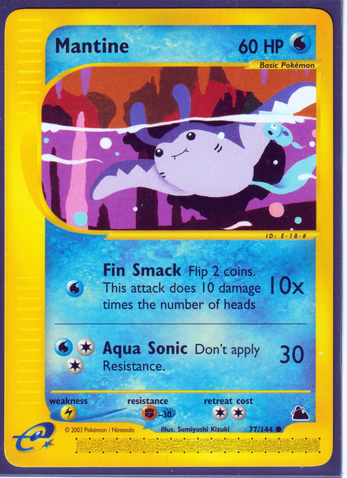 2003 MANTINE 77/144 -SKYRIDGE (e- Reader) POKEMON Regular Card - NM/M