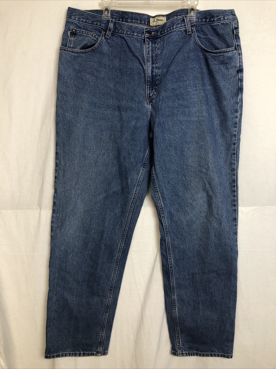 LL Bean Mens Medium Wash Blue Jeans Straight Leg Size 44 x 32