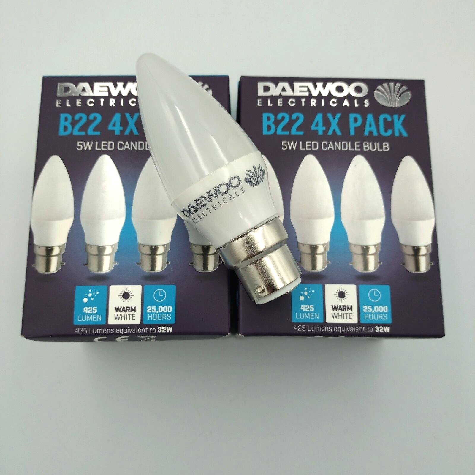 8x LED Candle 5W = 32w BC B22 Warm White Bulbs Lamps Energy Saving Frosted
