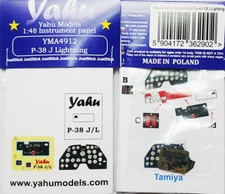 Yahu 1/48 Lockheed P-38 J Lightning Instrument Panel for Tamiya kits