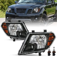 For 2009-2020 Nissan Frontier Truck Black Headlights Amber Corner Headlamps L+R