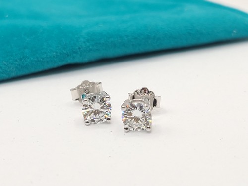5mm Brilliant Round Cut 1ct CZ Stud Post Earrings Sterling Silver