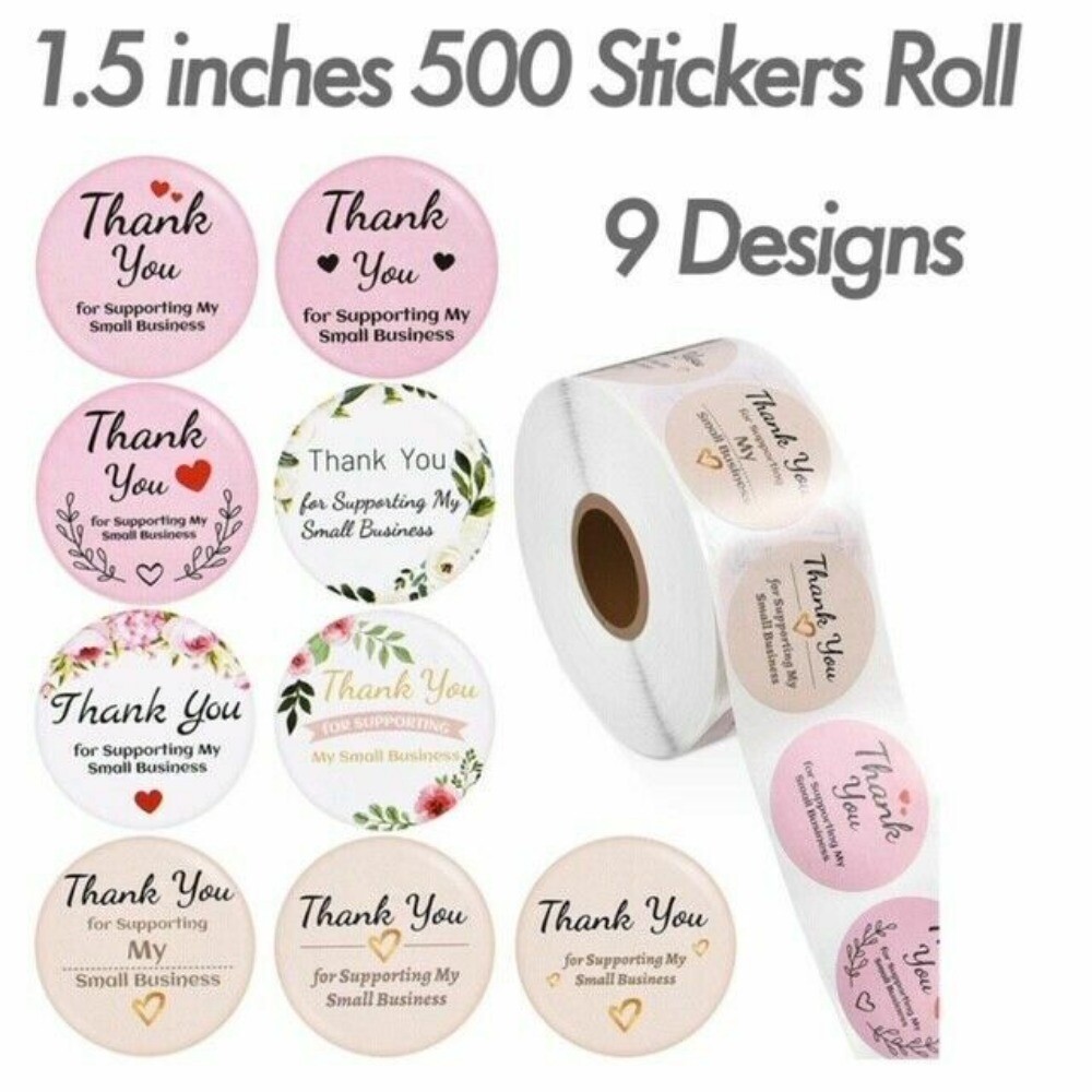 1Roll(500Pcs)1.5" Thank You Stickers Thank You for Supporting My Small Business