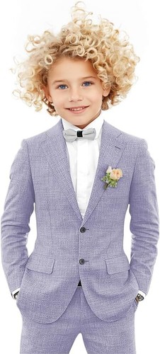 Boy Summer Lightweight Linen Suit Set Blazer Pants Cute Stylish for Wedding Ring - Picture 27 of 36
