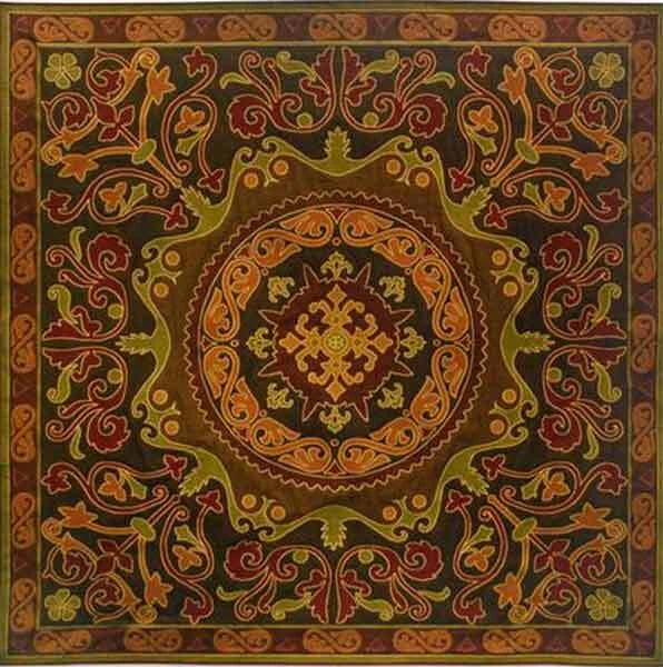 SUZANI RADIANCE Tapiz Geométrico Asiático Tribal Ornado Colgante de Pared Tejido 53x53" Foto 3 de 4