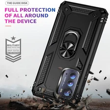 For Motorola Moto Edge 2024 Case Ring Kickstand Cover +Tempered Glass