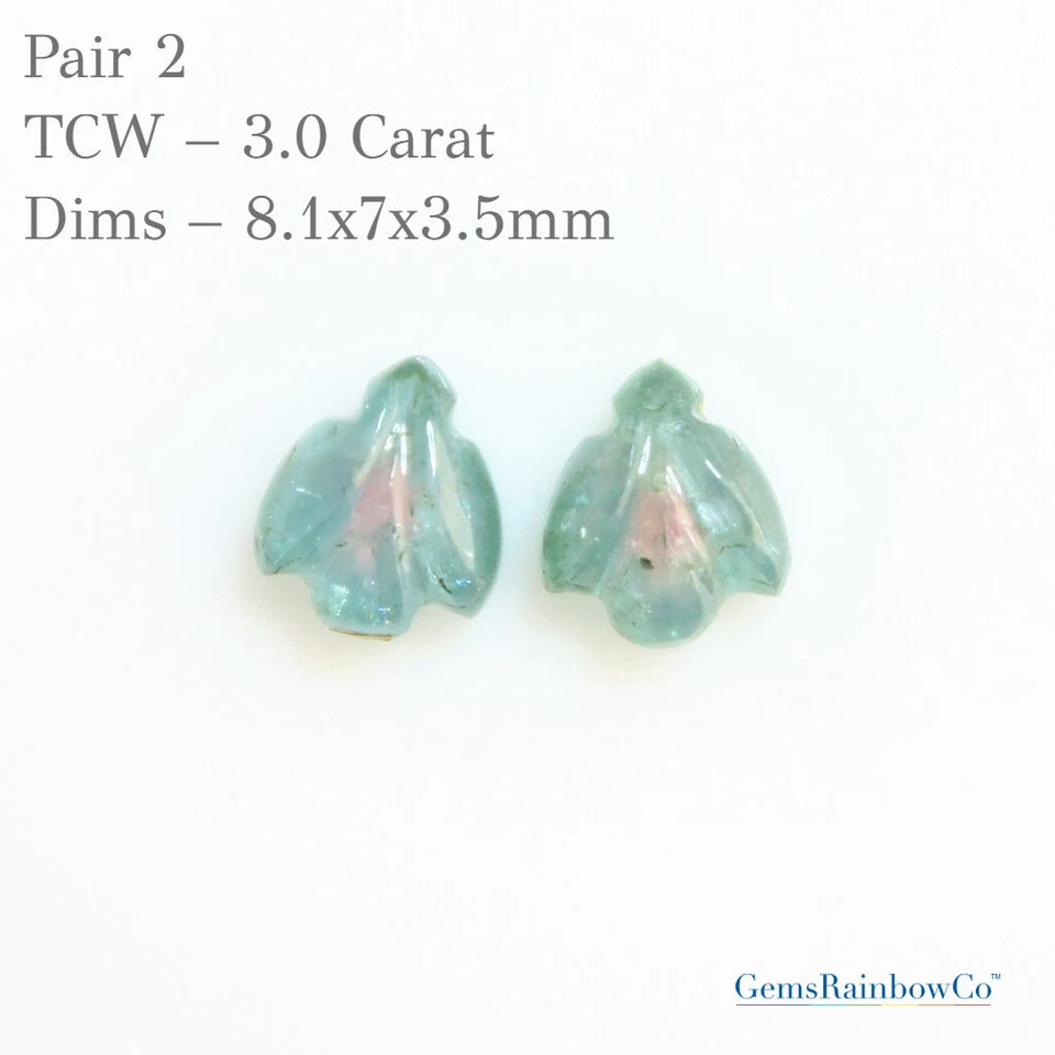 Carved Leaf Tourmaline Gemstone, Tourmaline Leaf Carved Stone, Multi Color - Image 4 of 4