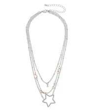 Girl's Capelli New York Multi Layer Pendant Choker Necklace Silver 1730