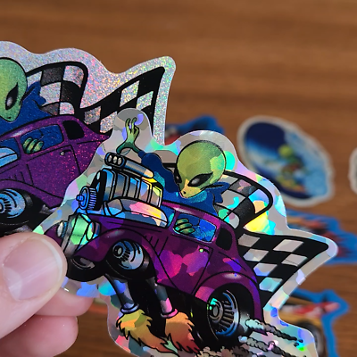 Vintage 90s Holo Prism Vending Machine Stickers Set Of 10 Surf