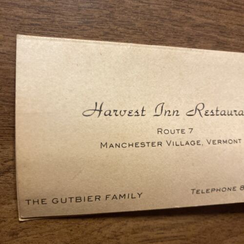 Vtg 1970s Harvest Inn Restaurant Business Card Manchester Village Vermont VT P1H - Imagen 2 de 15